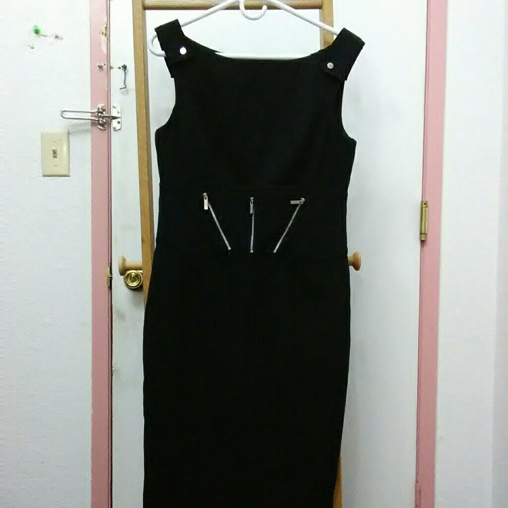 Karen Millen Zipper Dress Sz 14 (NEEDS REPAIR/DRY CLEANING)